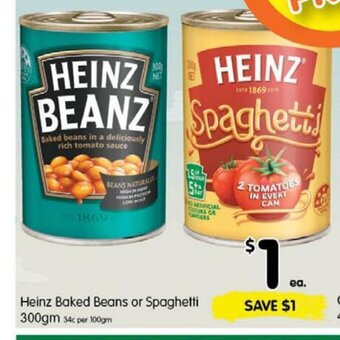 Spar Heinz Baked Beans or Spaghetti 300gm offer