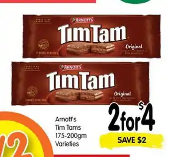 Spar Arnott's Tim Tams 175-200gm Varieties offer