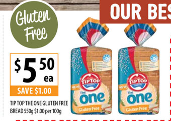 Supabarn Tip Top The One Gluten Free Bread 550g offer