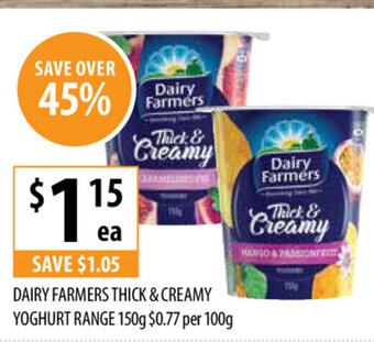Supabarn Dairy Farmers Thick & Creamy Yoghurt Range 150g offer