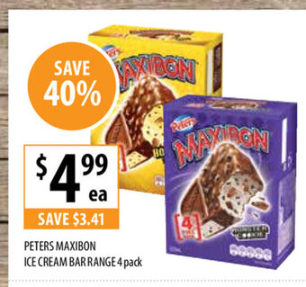 Supabarn Peters Maxibon Ice Cream Bar Range 4 Pack offer