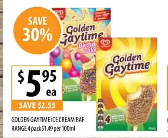 Supabarn Golden Gaytime Ice Cream Bar Range 4 Pack offer