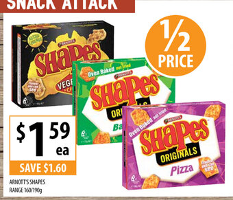 Supabarn Arnott's Shapes Range 160/190g offer