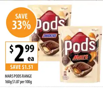 Supabarn Mars Pods Range 160g offer