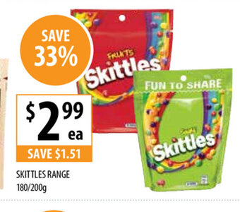 Skittles Range 180/200g