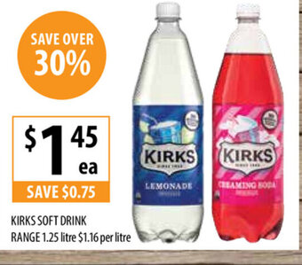 Supabarn Kirks Soft Drink Range 1.25 Litre offer
