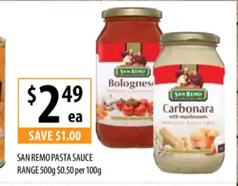 San Remo Pasta Sauce Range 500g