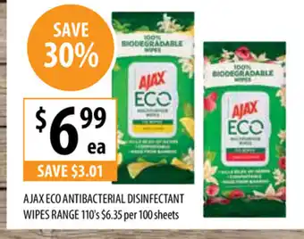 Supabarn Ajax Eco Antibacterial Disinfectant Wipes Range 110's offer