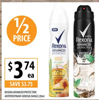 Supabarn Rexona Advanced Protection Antiperspirant Aerosol Range 220ml offer