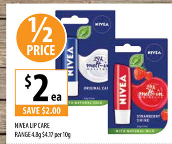 Supabarn Nivea Lip Care Range 4.8g offer