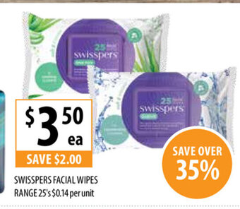Supabarn Swisspers Facial Wipes Range 25's offer