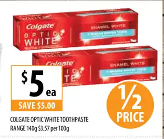 Supabarn Colgate Optic White Toothpaste Range 140g offer