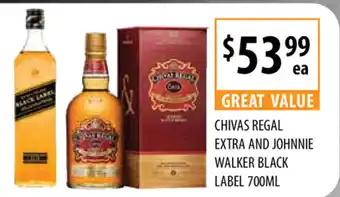Supabarn Chivas Regal Extra And Johnnie Walker Black Label 700ml offer