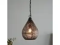 LivingStyles Aquarius Perforated Metal Pendant Light, Teardrop, Small, Black offer