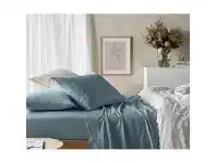 LivingStyles Vintage Design Homeware Eucalyptus Cotton Sheet Set, King, Mirage Blue offer