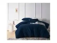 LivingStyles Vintage Design Homeware Cotton Velvet Quilt Cover Set, Super King, Riverland Blue offer
