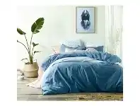 LivingStyles Vintage Design Homeware Linen Cotton Quilt Cover Set, King, Stonewashed Denim offer