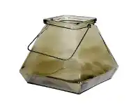 LivingStyles Cordelia Glass Pyramid Lantern, Smoke offer