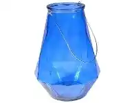 LivingStyles Geo Glass Tear Drop Lantern, Blue offer