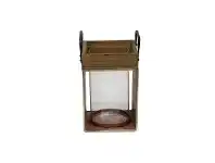 LivingStyles Sabah Iron & Wood Lantern, Coral offer