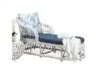LivingStyles Nassau Rattan Chaise / Daybed, 160cm, White Wash / Blue Floral offer