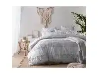 LivingStyles Vintage Design Homeware Betty Washed Cotton Quilt Cover Set, Double, Silver offer