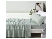 LivingStyles Vintage Design Homeware French Linen Sheet Set, Queen, Sage offer