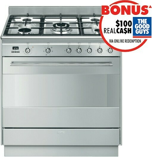 Smeg 90cm Dual Fuel Upright Cooker offer at The Good Guys