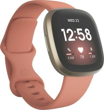 The Good Guys Fitbit Versa 3 - Pink Clay/Soft Gold offer
