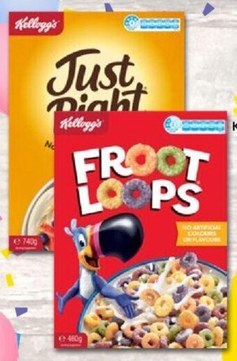 Drakes Kellogg's Froot Loops 460g, Just Right 740g or Coco Pops 650g offer