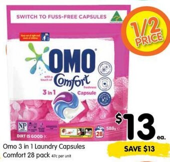 Spar Omo 3 in 1 Laundry Capsules Comfort 28 pack offer