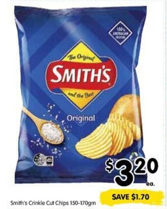 Spar Smith's Crinkle Cut Chips 150-170gm offer