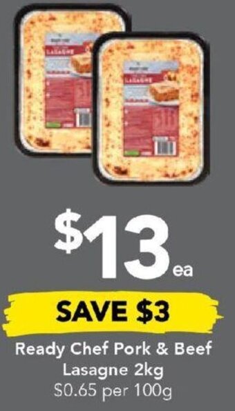 Ready Chef Pork & Beef Lasagne 2kg