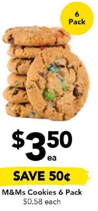 M&Ms Cookies 6 Pack