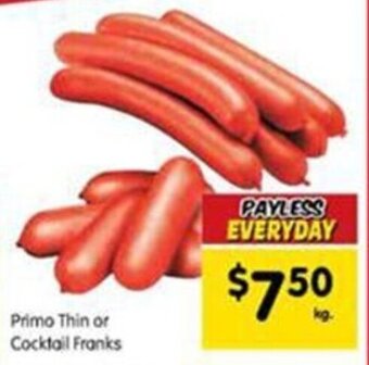 Primo Thin or Cocktail Franks