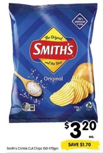 Smith's Crinkle Cut Chips 150-170gm