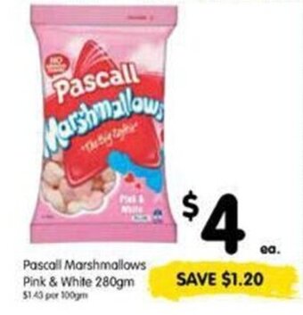 Spar Pascall Marshmallows Pink & White 280gm offer