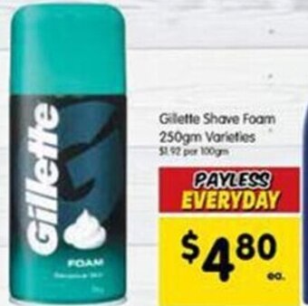 Spar Gillette Shave Foam 250gm Varieties offer