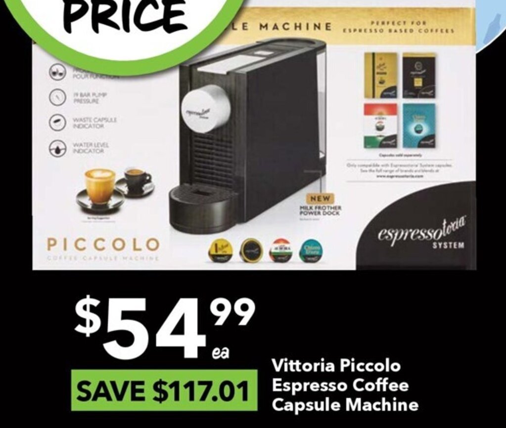 Vittoria Piccolo Espresso Coffee Capsule Machine offer at Ritchies