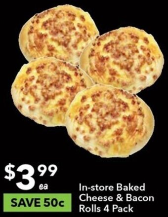 Ritchies In-store Baked Cheese & Bacon Rolls 4 Pack offer