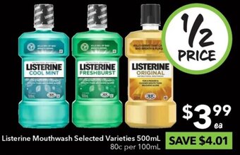 Listerine Mouthwash Selected Varieties 500mL