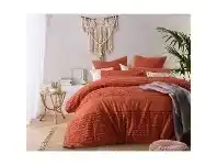LivingStyles Vintage Design Homeware Betty Washed Cotton Quilt Cover Set, Queen, Tobacco offer