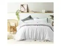 LivingStyles Vintage Design Homeware French Linen Quilt Cover Set, Super King, White offer