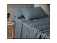 LivingStyles Vintage Design Homeware Hemp Sheet Set, Queen, Eucalyptus offer
