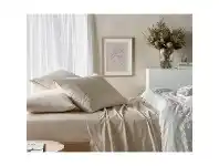 LivingStyles Vintage Design Homeware Eucalyptus Cotton Sheet Set, Double, Stone offer