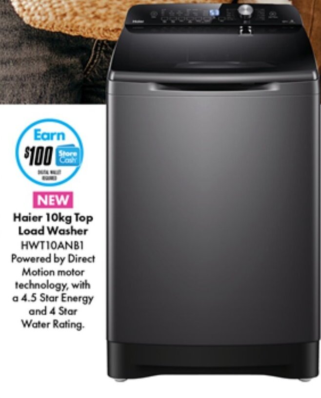 Haier 10kg Top Load Washer HWT10ANBI offer at The Good Guys