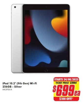 The Good Guys iPad 10.2" (9th Gen) Wi-Fi 256GB - Silver MK2P3X/A offer