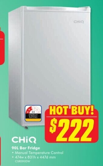 The Good Guys CHIQ 90L Bar Fridge offer