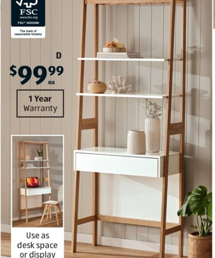 D_Ladder Bookshelf with Desk offer at ALDI