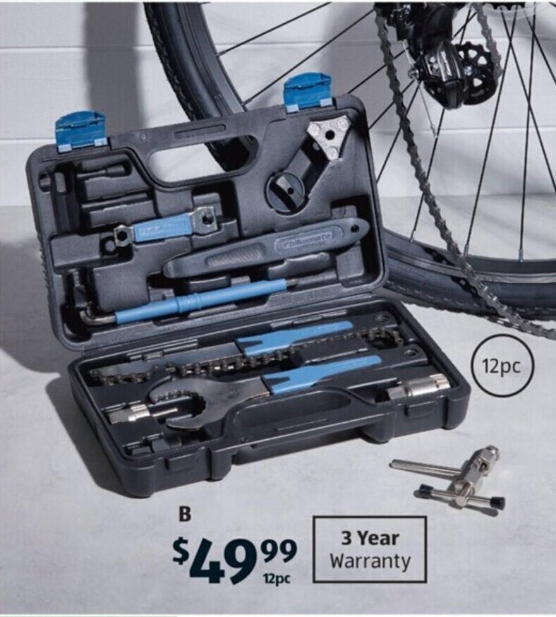 B Bicycle Toolbox 12pc offer at ALDI